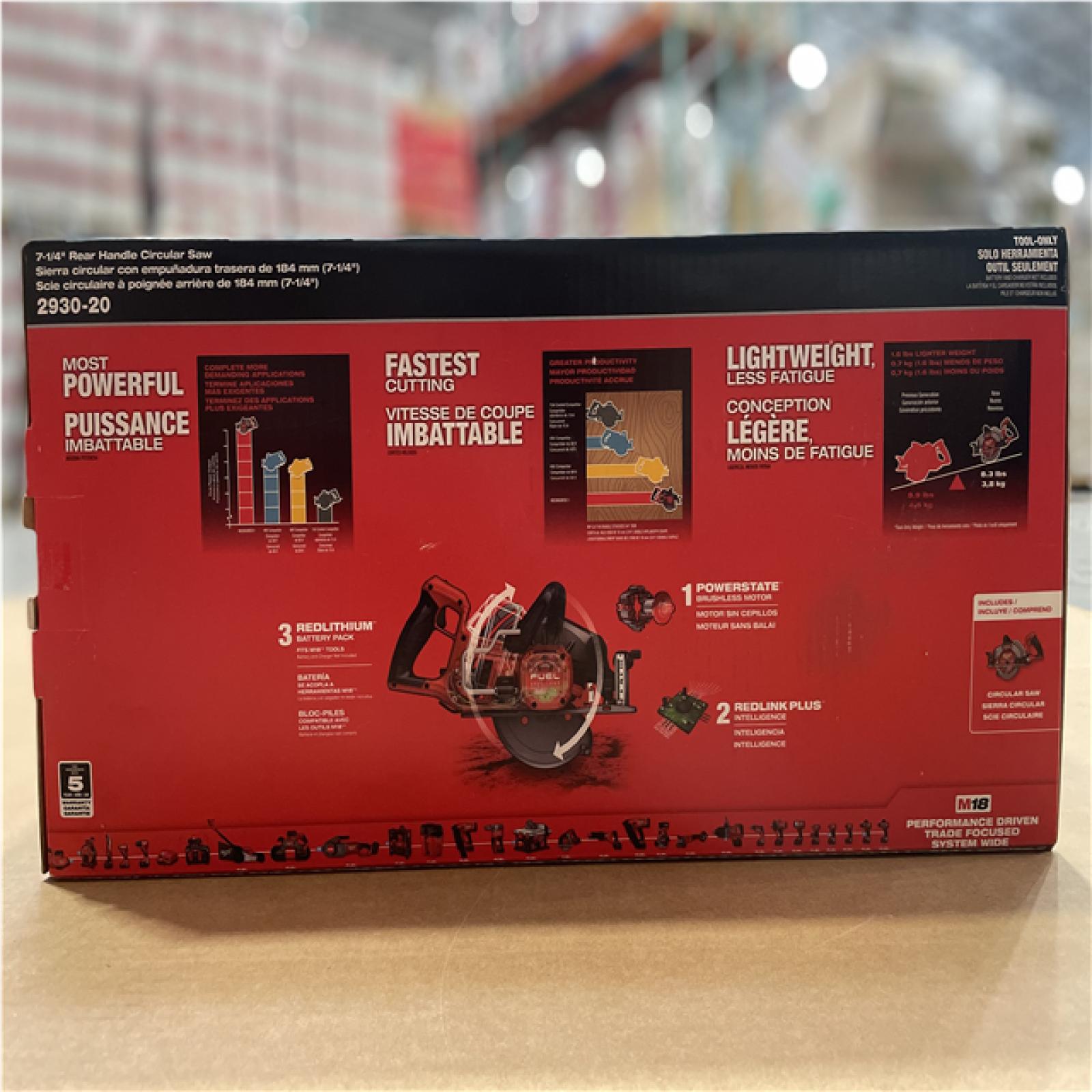 DALLAS LOCATION- MILWAUKEE M18 FUEL 18V Lithium-Ion Cordless 7-1/4 in. Rear Handle Circular Saw (Tool-Only)
