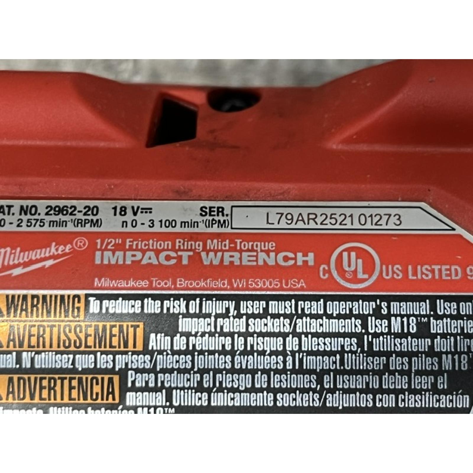 AS-IS Milwaukee FUEL Gen-2 18V Lithium-Ion Brushless Cordless Mid Torque 1/2 in. Impact Wrench w/Friction Ring (Tool-Only)