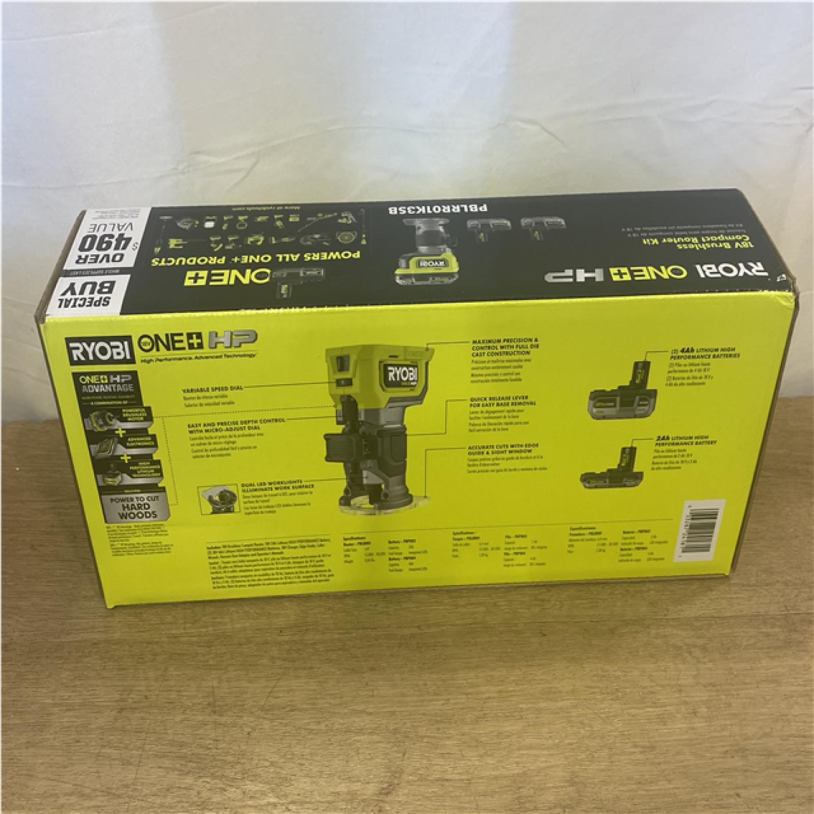 NEW ONE+ HP 18V Brushless Cordless Compact Router Kit with (3) Batteries