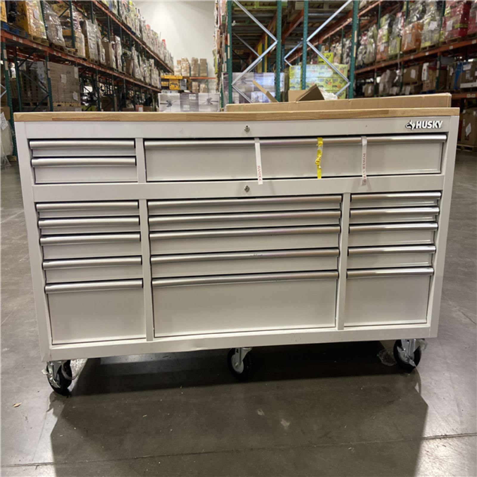 DALLAS LOCATION - Husky Tool Storage 72 in. W Standard Duty Gloss White Mobile Workbench Tool Chest