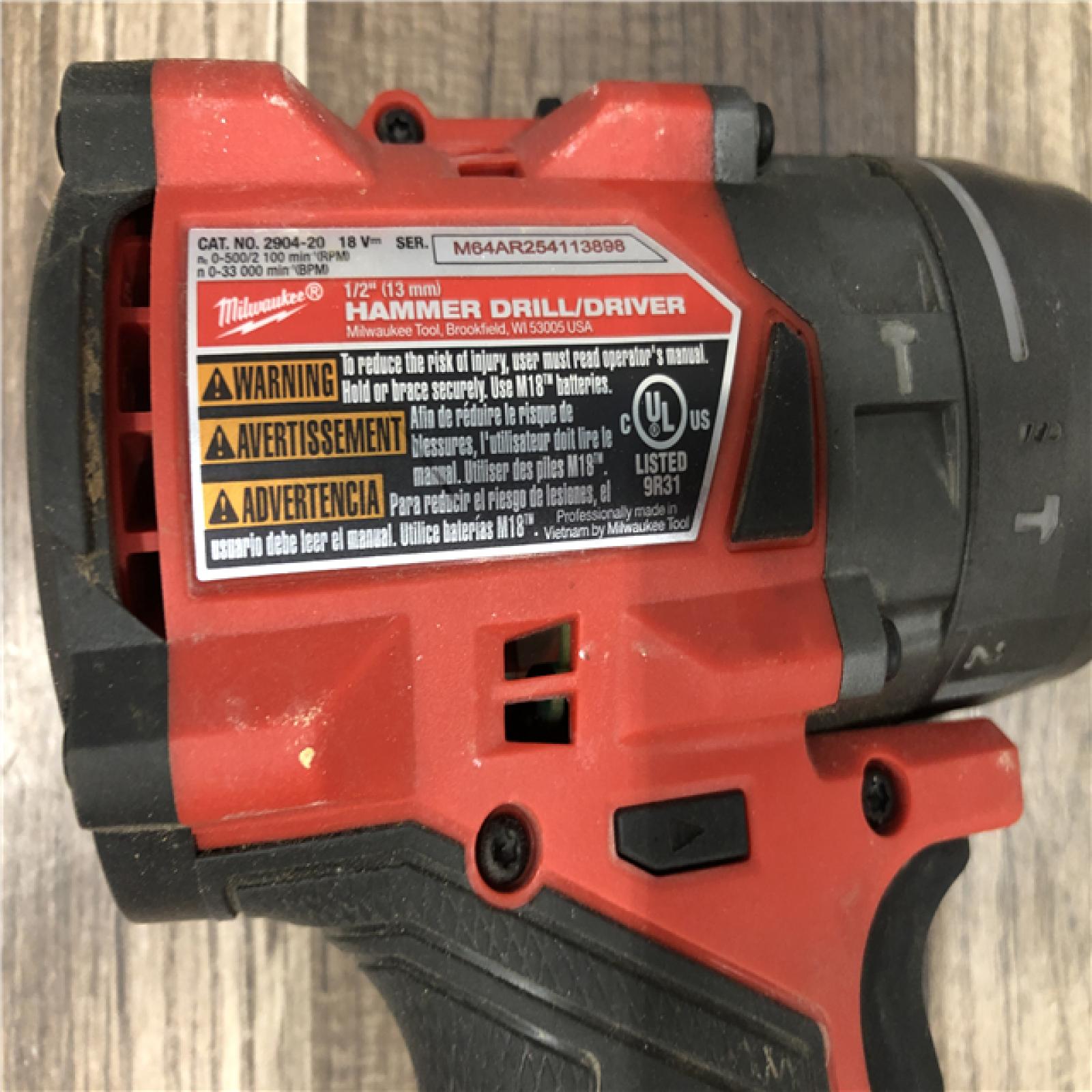 AS-IS Milwaukee FUEL 18V Lithium-Ion Brushless Cordless 1/2 in. Hammer Drill/Driver (Tool-Only)