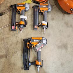 HOUSTON LOCATION - AS-IS (APPEARS LIKE NEW) RIGID 6 Gal. 150 PSI Electric Air Compressor with 25 Ft. Hose  18GA Brad Nailer  16GA Finish Nailer and 18GA Finish Stapler