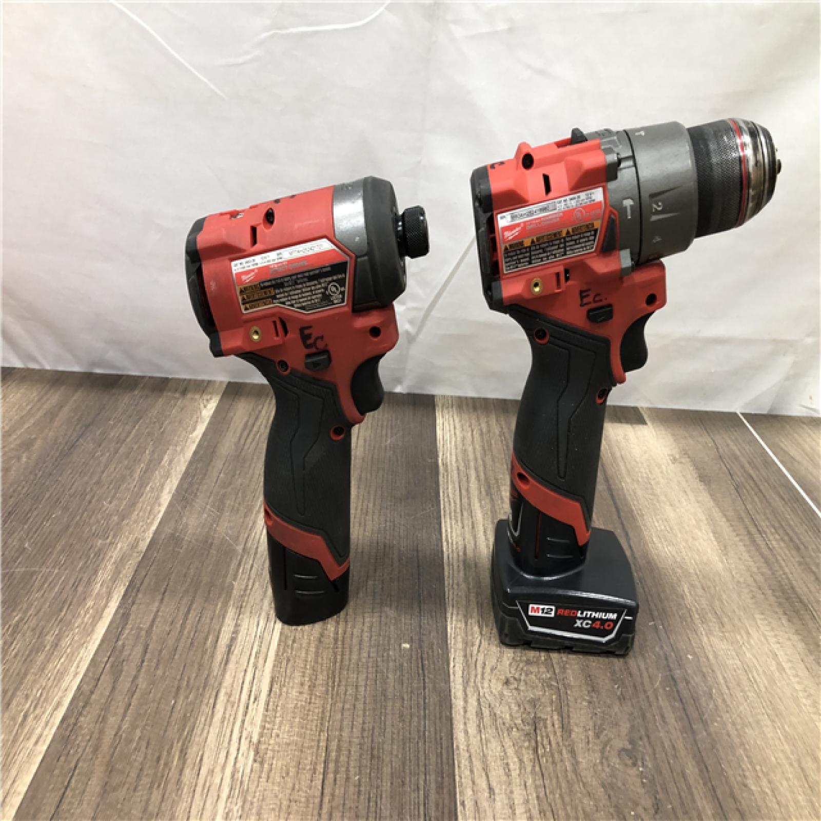 AS-IS Milwaukee FUEL 12-Volt Lithium-Ion Brushless Cordless Hammer Drill and Impact Driver Combo Kit