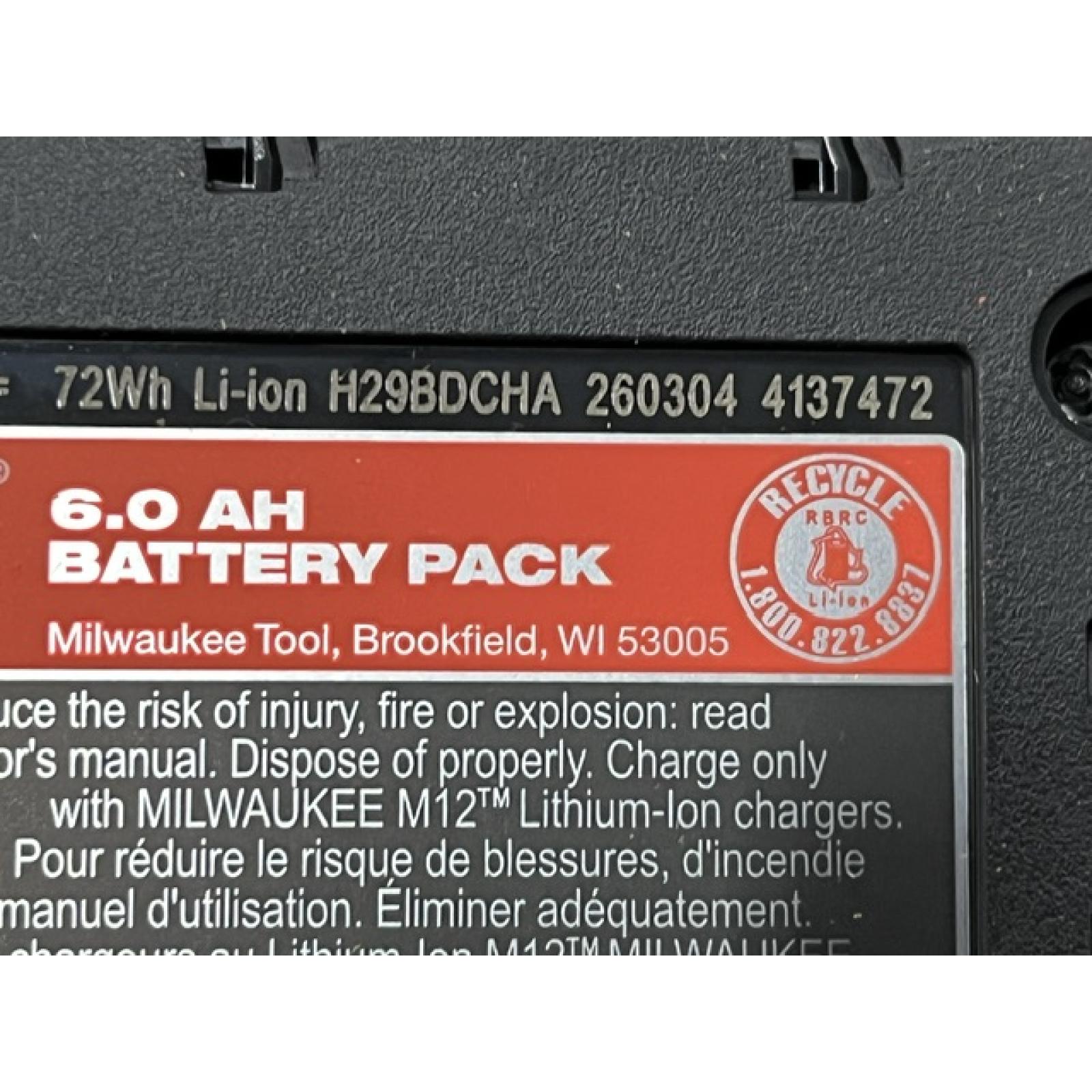 AS-IS Milwaukee 12V Lithium-Ion XC Extended Capacity Battery Pack 6.0Ah (2-Pack)