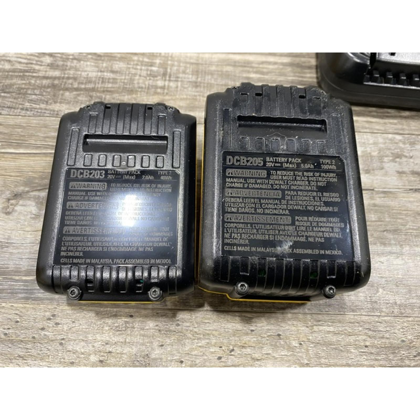 AS-IS DEWALT 20V MAX Lithium-Ion Battery Kit with 5.0Ah and 2.0Ah Battery and Charger