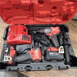 AS-IS MILWAUKEE M18 FUEL 18V Lithium-Ion Brushless Cordless Hammer Drill and Impact Driver Combo Kit (2-Tool) with 2 Batteries