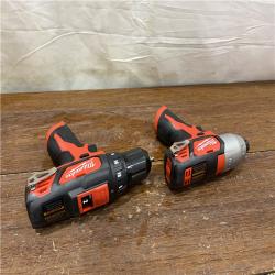 AS-IS  Milwaukee M12 12V Lithium-Ion Cordless Drill Driver/Impact Driver Combo Kit with Two 1.5Ah Batteries, Charger and Bag (2-Tool)