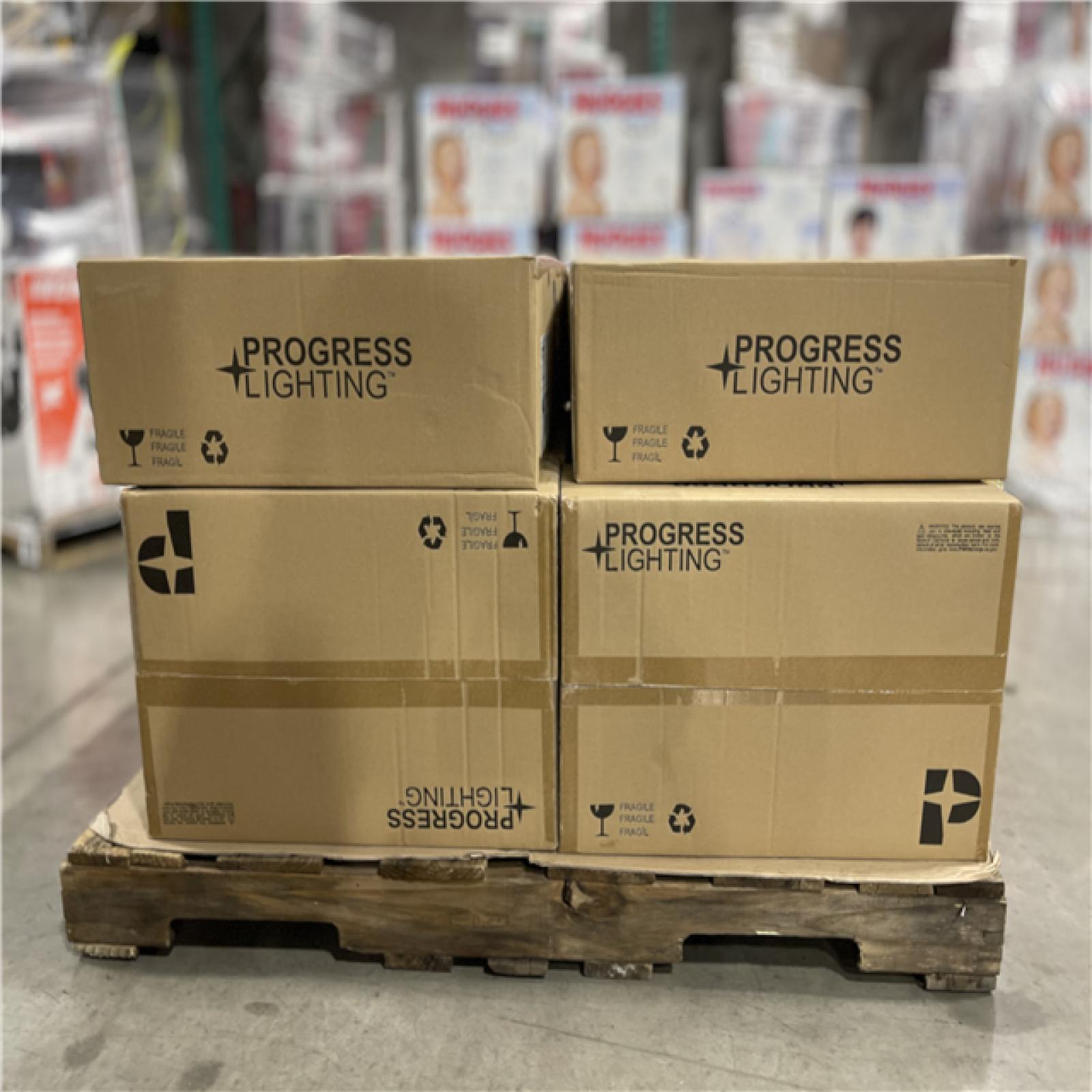 DALLAS LOCATION-Progress Lighting Merry 5-Light Matte Black Etched Glass Transitional Chandelier Light PALLET-(13 UNITS)