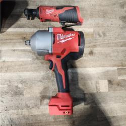 HOUSTON LOCATION - AS-IS Milwaukee 12/18V Lithium-Ion Cordless 3/8 in. Ratchet and 1/2 in. High Torque Impact Wrench with Friction Ring Combo Kit
