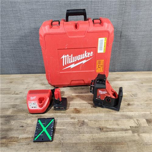 HOUSTON LOCATION - AS-IS Milwaukee-3632-21 M12 Green Beam Laser 360° 3-Plane Kit