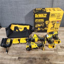 HOUSTON LOCATION - AS-IS DeWalt 20V MAX ATOMIC Cordless Brushless 4 Tool Combo Kit