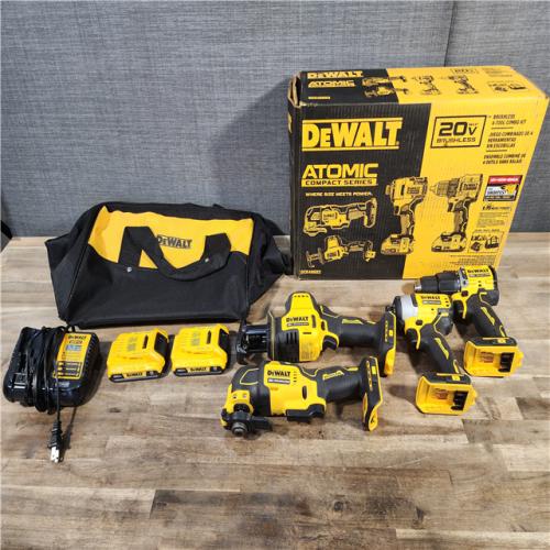 HOUSTON LOCATION - AS-IS DeWalt 20V MAX ATOMIC Cordless Brushless 4 Tool Combo Kit