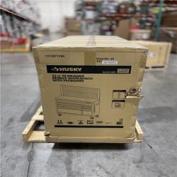 DALLAS LOCATION - Husky 52 in. W 10-Drawer Gloss Red Mobile Workbench Cabinet with Solid Wood Top and Pegboard