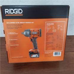 California NEW Ridgid 18V 3-Speed 1/2 in. Impact Wrench Kit  Includes (1) Battery  Charger and Bag