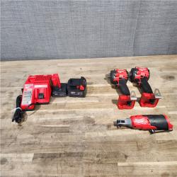 HOUSTON LOCATION - AS-IS MILWAUKEE 3 TOOL COMBO KIT W/ (2) BATTERY & CHARGER