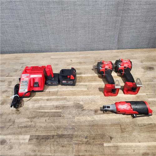 HOUSTON LOCATION - AS-IS MILWAUKEE 3 TOOL COMBO KIT W/ (2) BATTERY & CHARGER