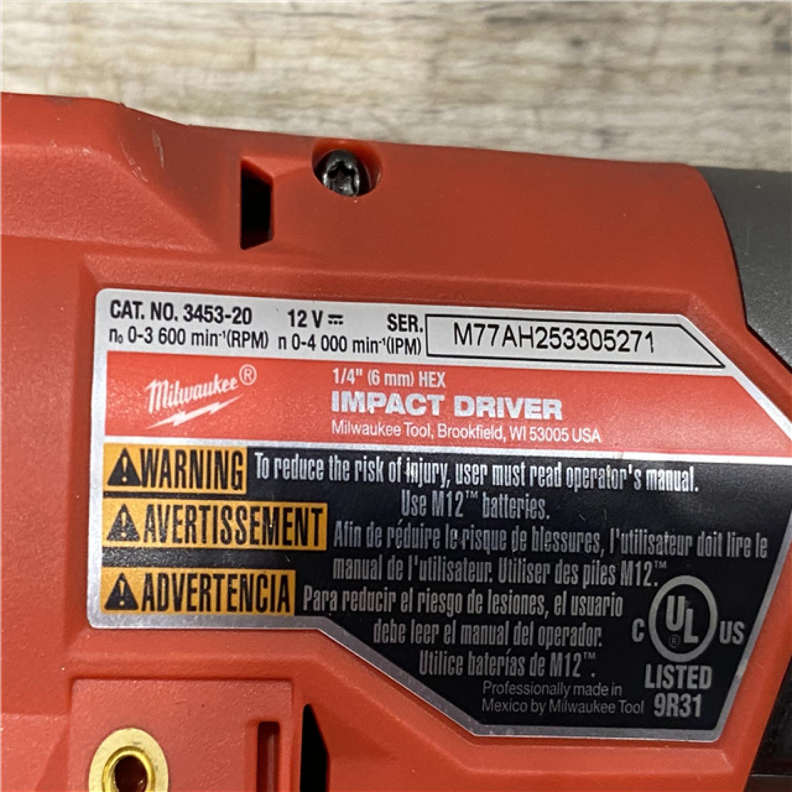 AS-IS Milwaukee  FUEL 12-Volt Lithium-Ion Brushless Cordless 1/4 in. Hex Impact Driver Compact Kit