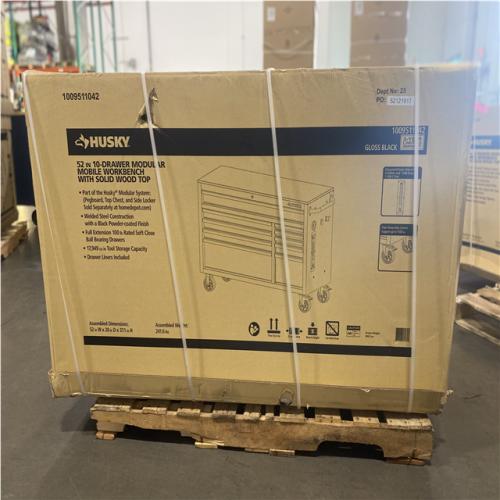 DALLAS LOCATION -AS-IS Husky Modular Tool Storage 52 in. W x 20 in. D Standard Duty Black Mobile Workbench Cabinet