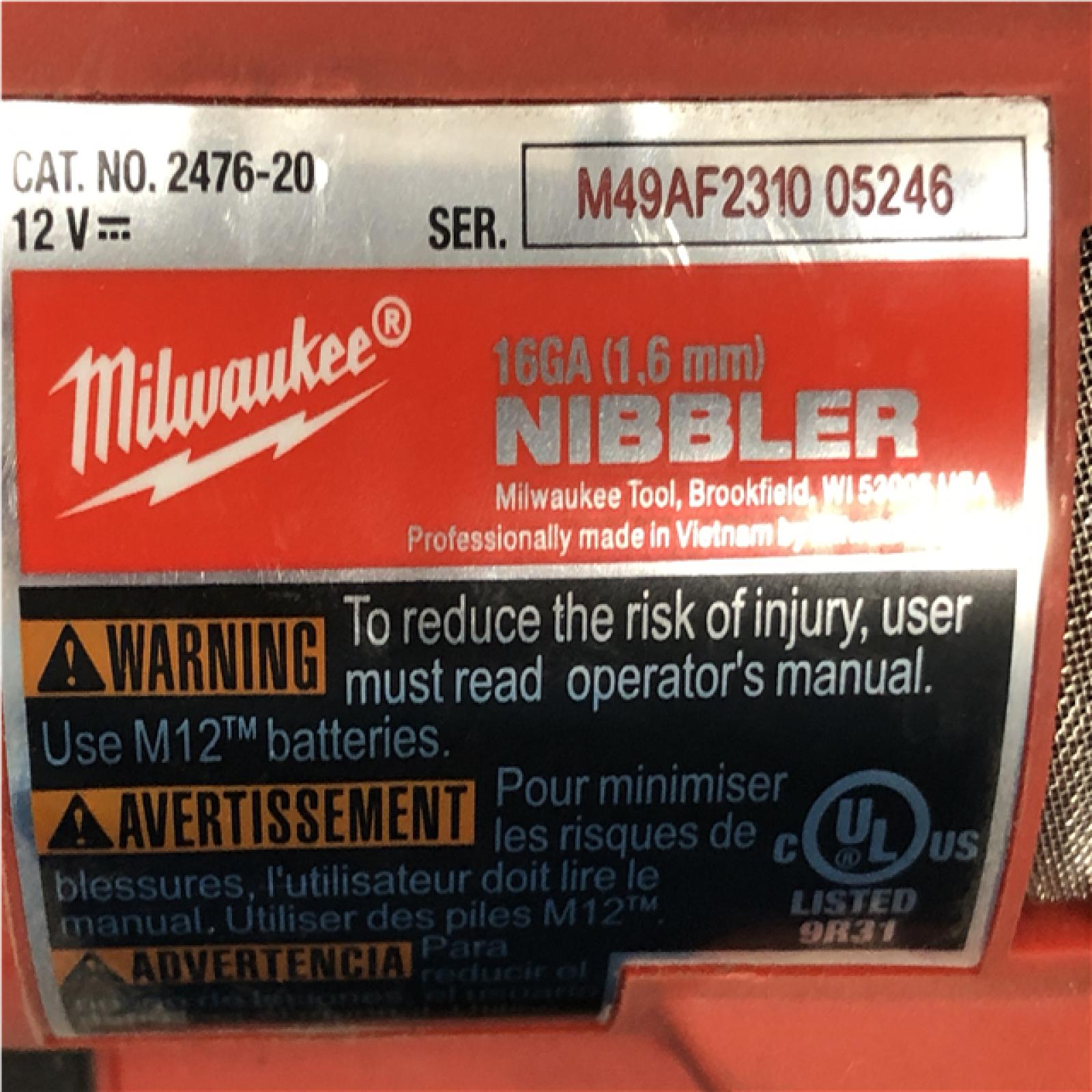 AS-IS Milwaukee FUEL 12-Volt Lithium-Ion Brushless Cordless 16-Gauge Variable Speed Nibbler (Tool-Only)