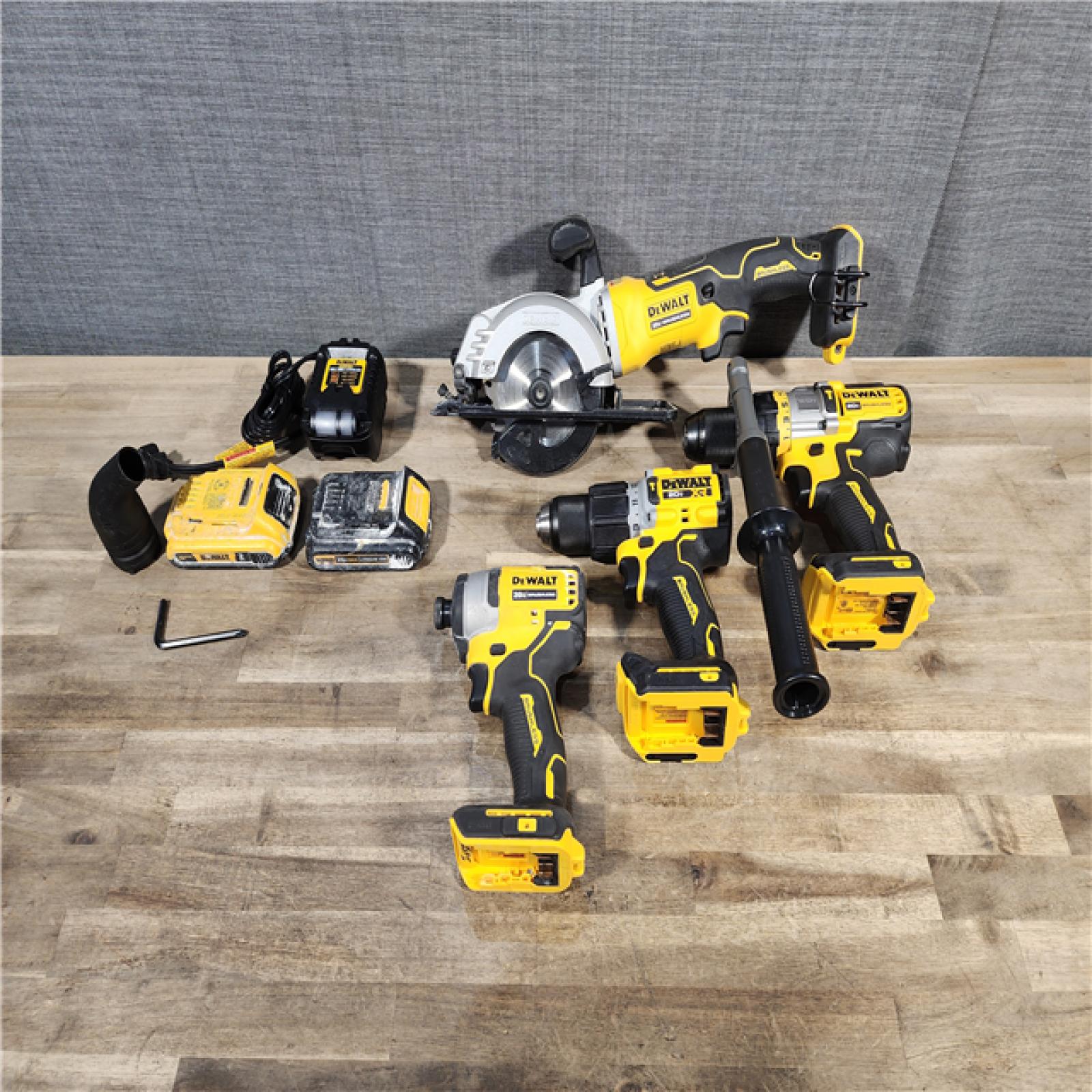 HOUSTON LOCATION - AS-IS DEWALT 4 TOOL COMBO KIT W/ (2) BATTERY & CHARGER