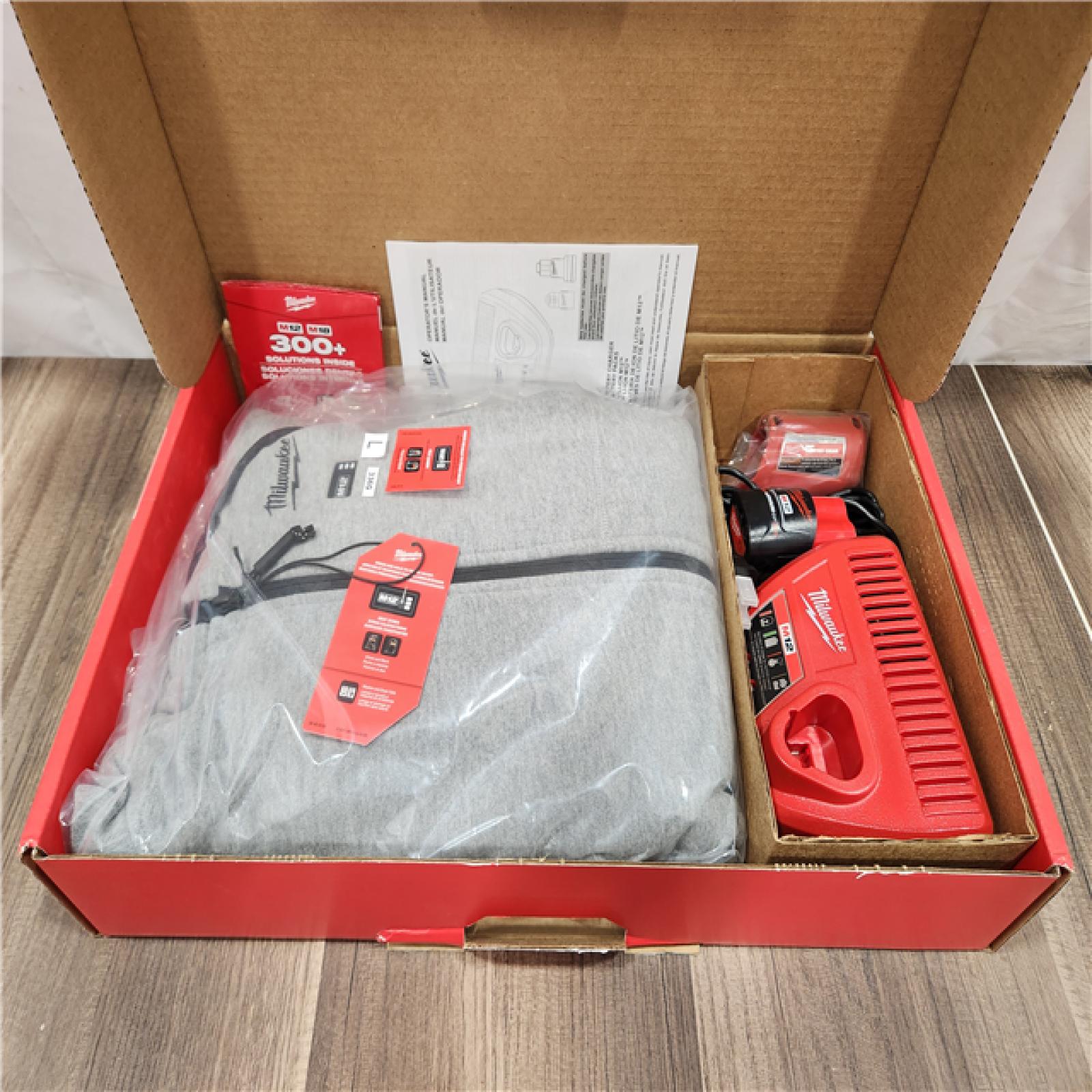 AS-IS- Milwaukee Women's Large M12 12-Volt Lithium-Ion Cordless Gray Heated Jacket Hoodie Kit with (1) 2.0 Ah Battery and Charger