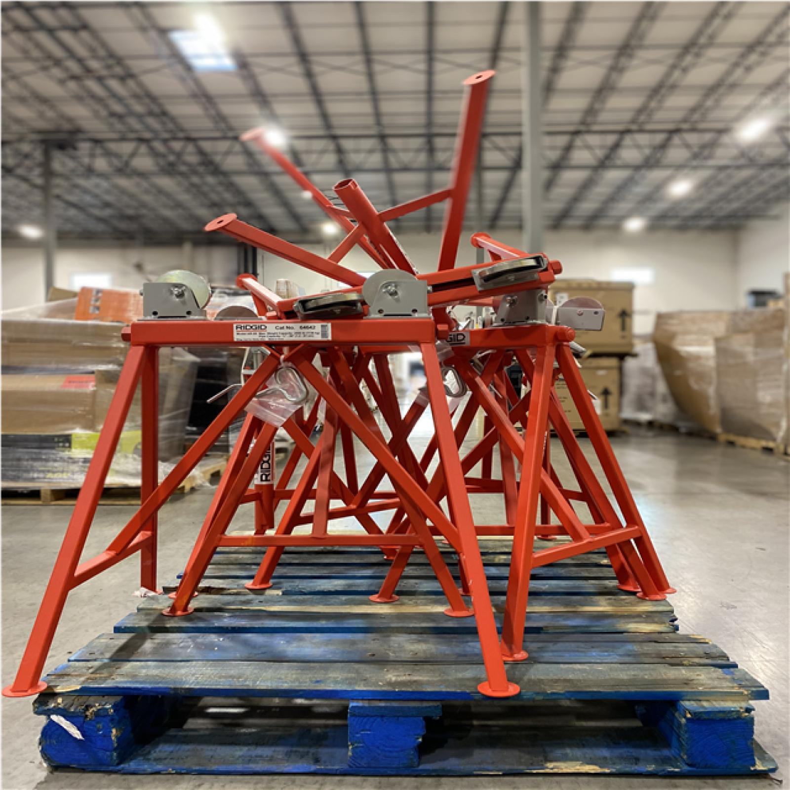 DALLAS LOCATION- AS-IS RIGID MIXED AR99 & RJ-99 Adjustable Roller Pipe Stand Pallet