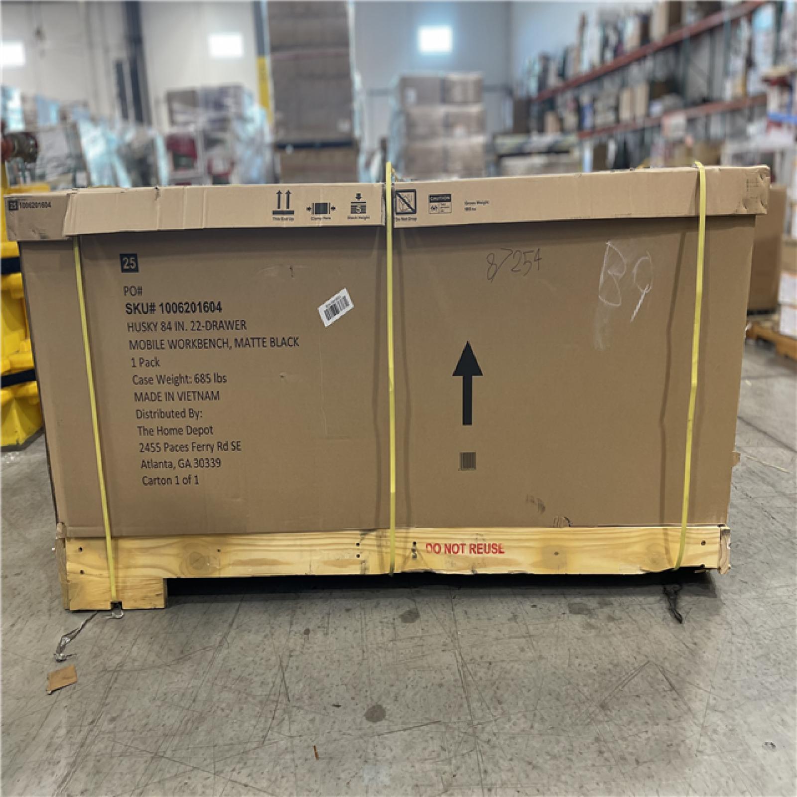 DALLAS LOCATION - AS-IS HUSKY  Tool Storage 84 in. W x 24 in. D Heavy Duty Mobile Workbench Tool Chest with Stainless Steel Work Top in Matte Black