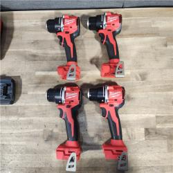 HOUSTON LOCATION - AS-IS (4) Milwaukee M18 Compact Next Gen 1/2 in. Brushless Cordless Drill/Driver Kit (2) Battery & Charger