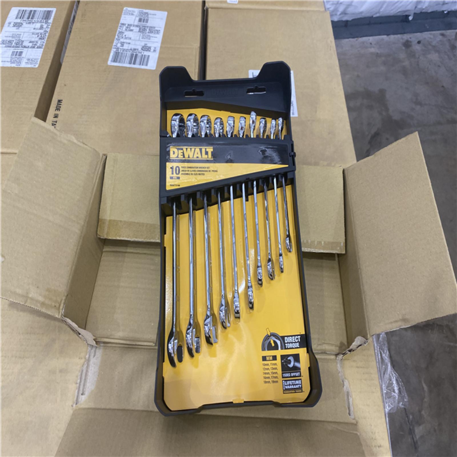 Houston Location - AS-IS home improvement pallet DEWALT 10 PC COMBINATION WRENCH SET-MM (QTY 178)
