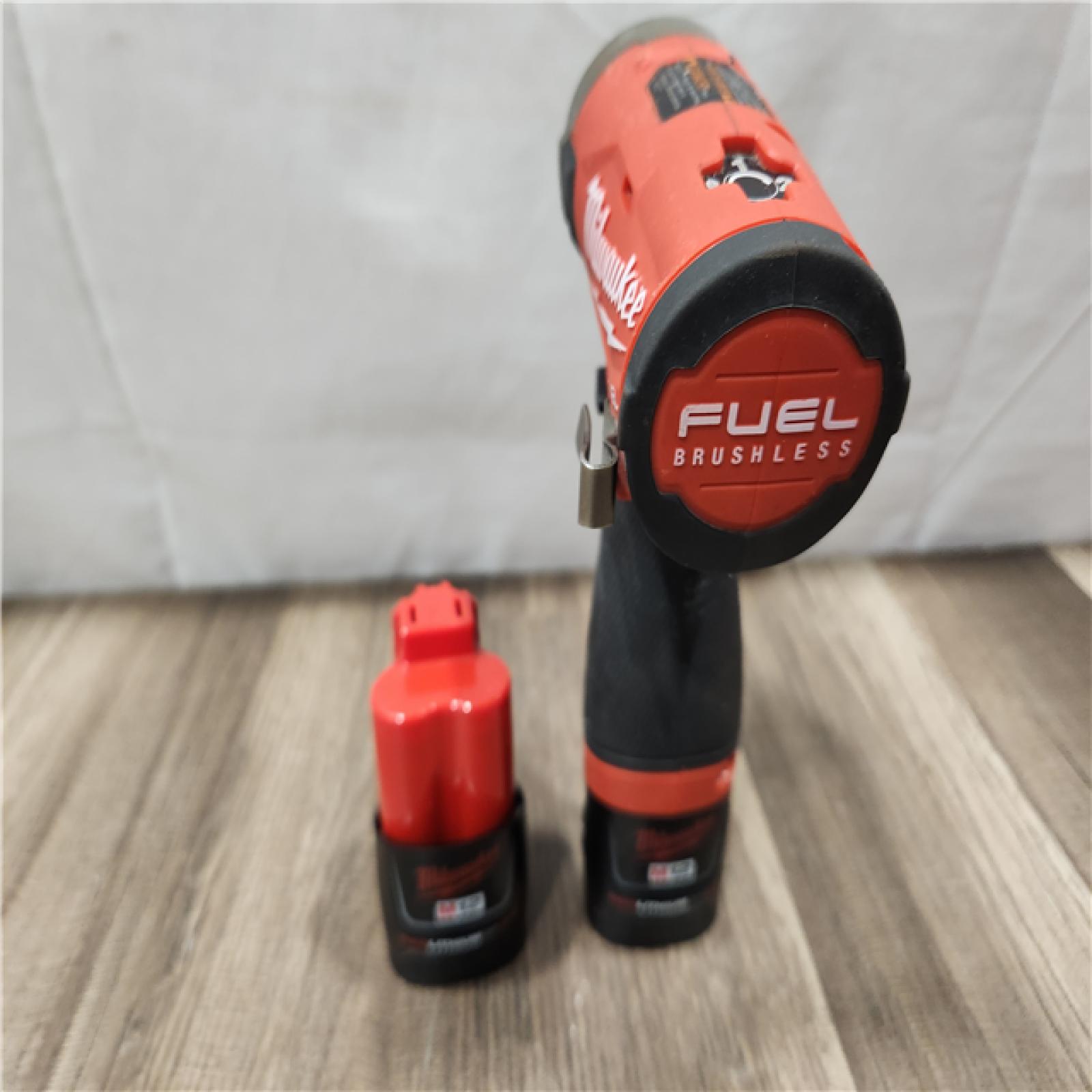 AS-IS- Milwaukee M12 FUEL SURGE 12V Lithium-Ion Brushless Cordless 1/4 in. Hex Impact Driver Compact Kit W/Two 2.0Ah Batteries  Bag