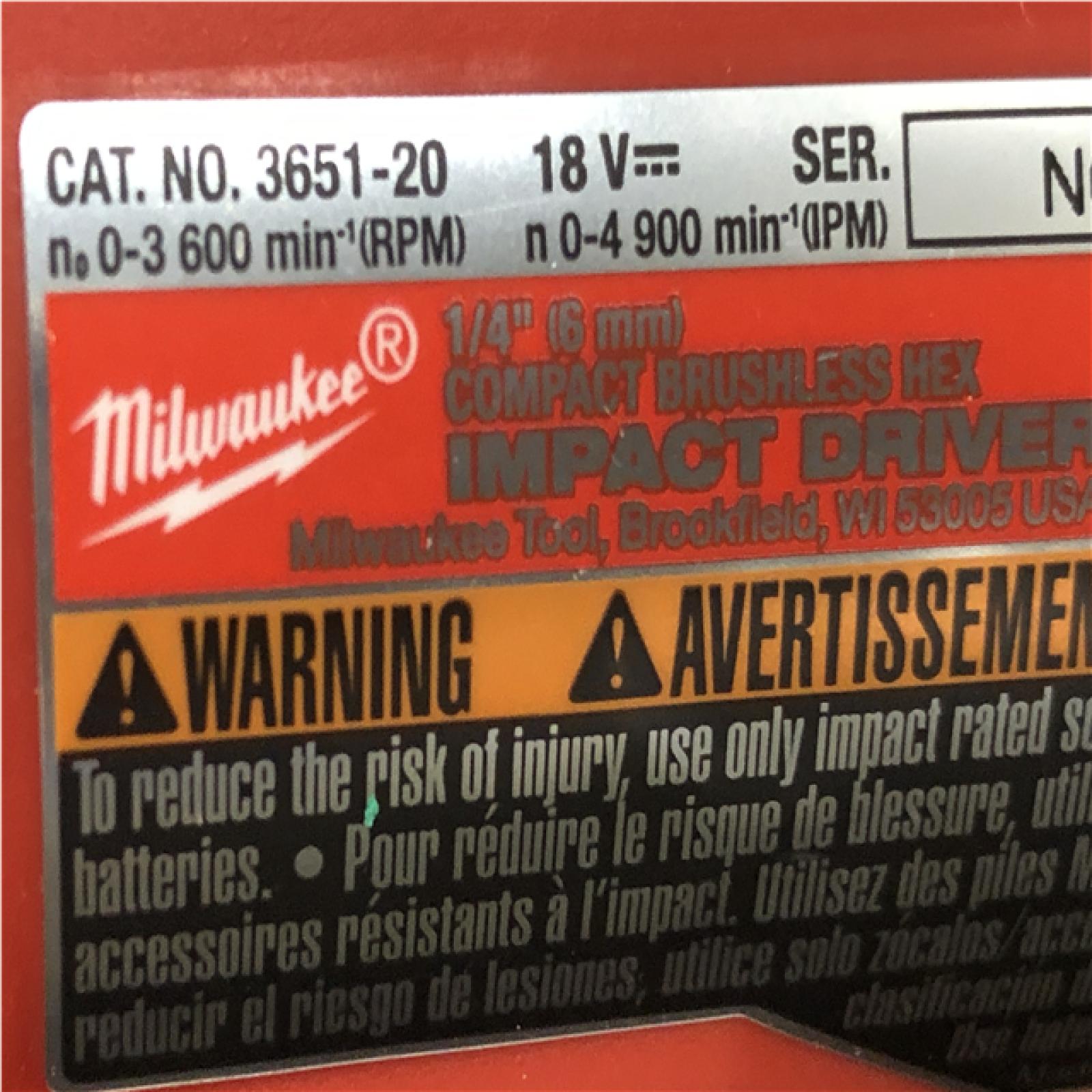 AS-IS Milwaukee 18V Lithium-Ion Compact Brushless Cordless 1/4 in. Impact Driver Kit