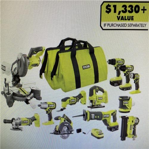 DALLAS LOCATION - RYOBI ONE+ 18V 12-Tool Combo Kit with (1) 1.5 Ah Battery and (2) 4.0 Ah Batteries and Charger