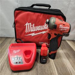 AS-IS- Milwaukee M12 FUEL SURGE 12V Lithium-Ion Brushless Cordless 1/4 in. Hex Impact Driver Compact Kit W/Two 2.0Ah Batteries  Bag