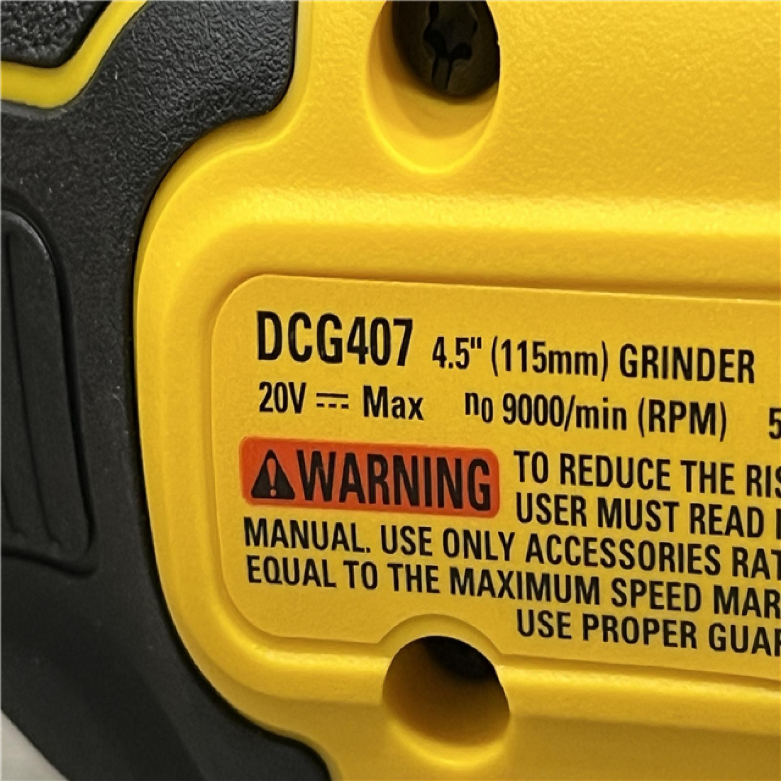 AS-IS DEWALT 20-Volt MAX Cordless Brushless 4-1/2 in. Angle Grinder with Slide Switch (Tool Only)