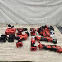 AS-IS Milwaukee M18 18-Volt Lithium-Ion Cordless Combo Kit 7-Tool with 2-Batteries, Charger and Tool Bag