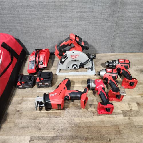 HOUSTON LOCATION - AS-IS M18 18V Lithium-Ion Cordless Combo Kit (5-Tool) with (1) 3.0Ah and (1) 1.5Ah Battery, (1) Charger, (1) Tool Bag