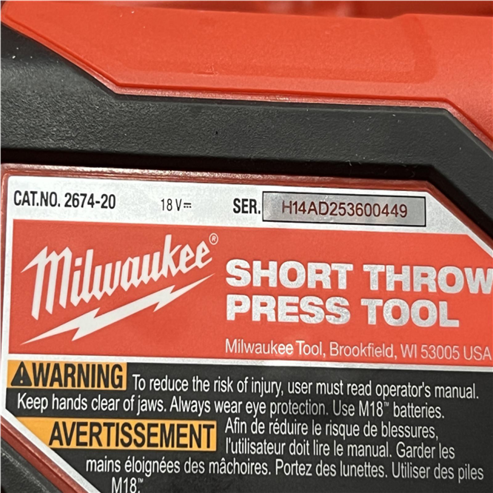 AS-IS Milwaukee 18V Lithium-Ion Cordless Short Throw Press Tool with 3 PEX Crimp Jaws Kit