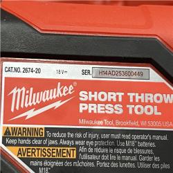 AS-IS Milwaukee 18V Lithium-Ion Cordless Short Throw Press Tool with 3 PEX Crimp Jaws Kit