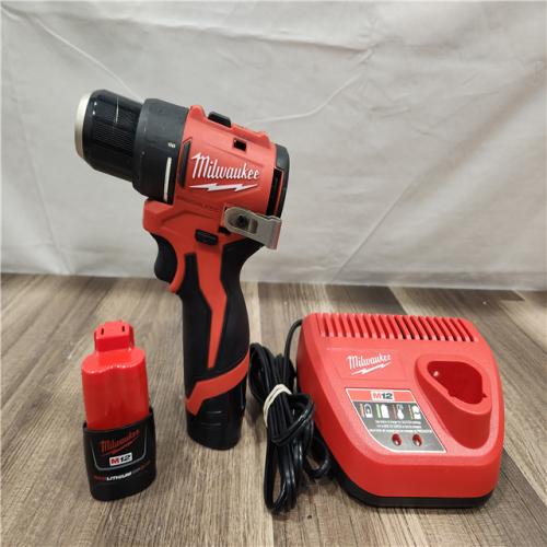 AS-IS- Milwaukee Tool M12 3/8 in. Brushless Cordless Drill/Driver Kit (Battery & Charger)