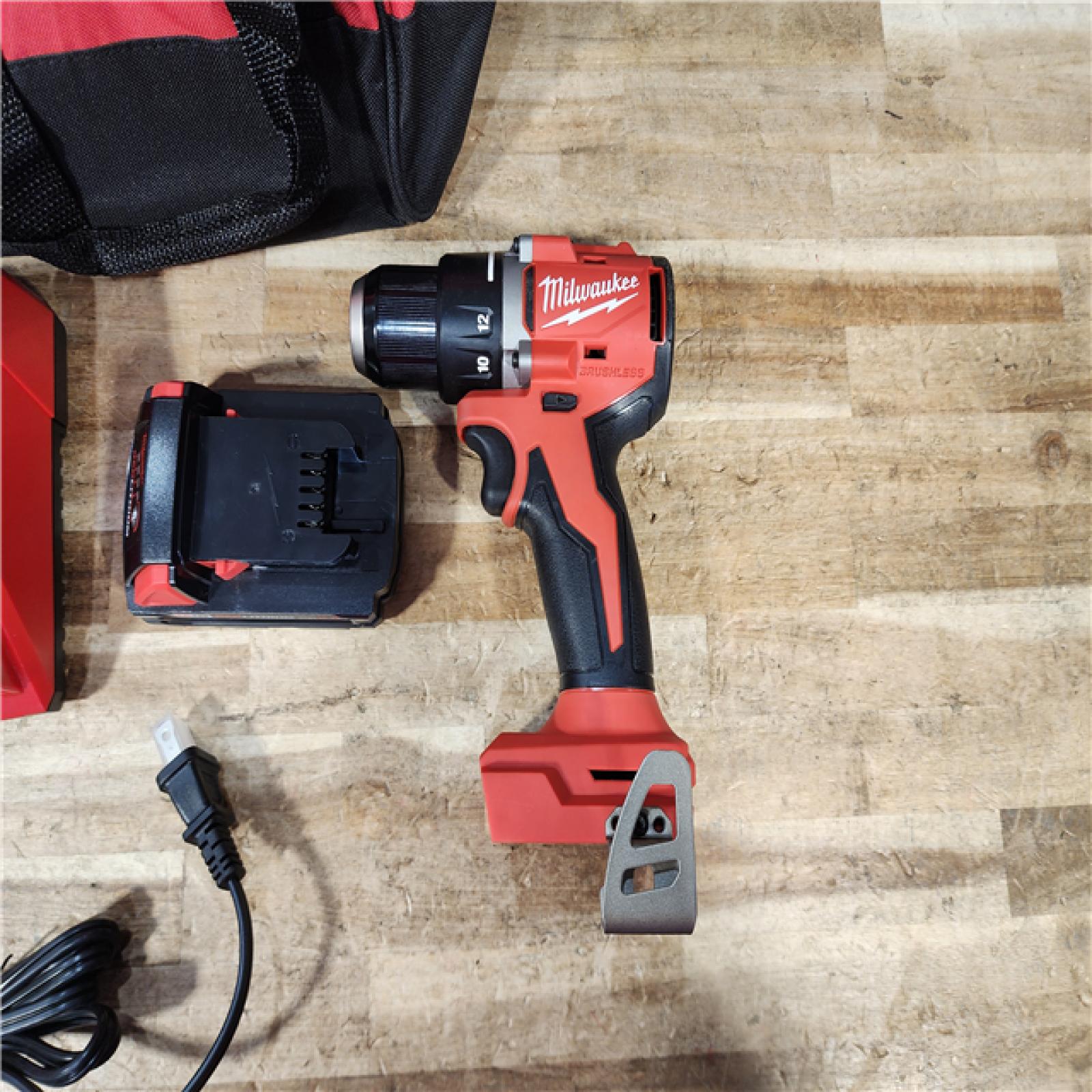 HOUSTON LOCATION - AS - IS Milwaukee 18V Lithium-Ion Brushless Cordless 1/2 in. Compact Drill/Driver with kit