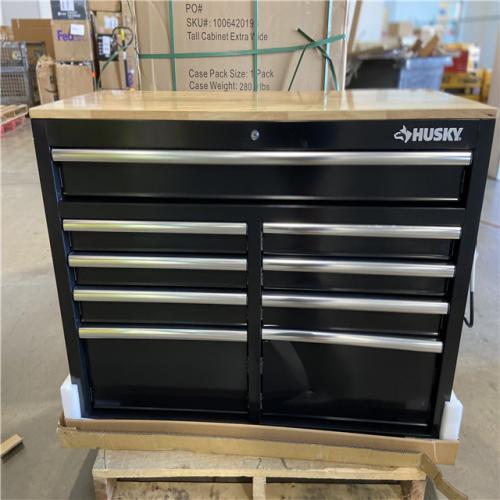 DALLAS LOCATION - Husky Tool Storage 46 in. W x 18 in. D 9-Drawer Mobile Workbench Cabinet in Gloss Black