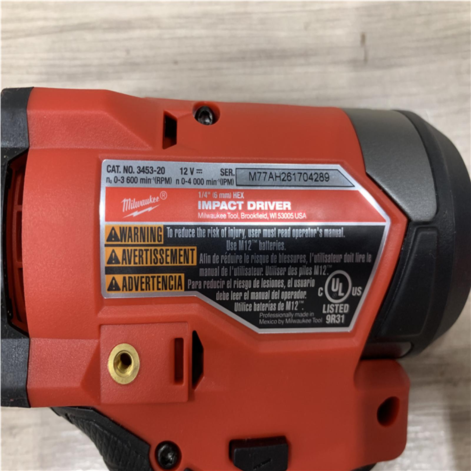 AS-IS Milwaukee FUEL 12V Lithium-Ion Brushless Cordless 1/4 in. Hex Impact Driver (Tool-Only)