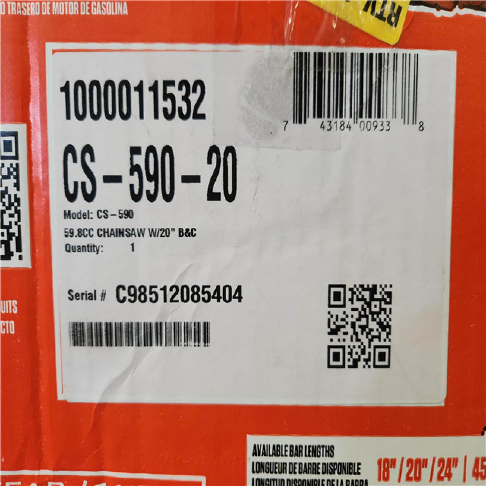 Phoenix NEW ECHO 20 in. 59.8 cc Gas 2-Stroke Rear Handle Timber Wolf Chainsaw