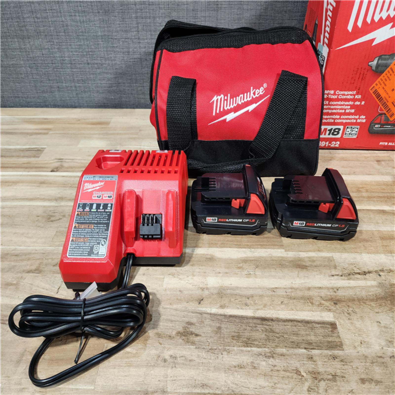 HOUSTON LOCATION - AS-IS Milwaukee 18V Lithium-Ion Cordless Drill Driver/Impact Driver Combo Kit