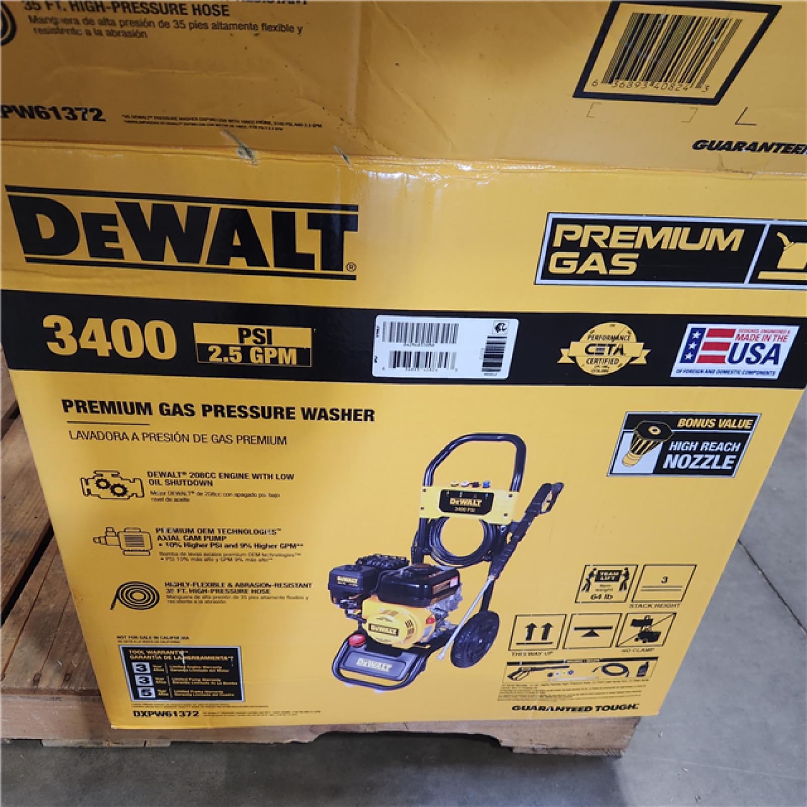Dallas Location - As-Is DEWALT 3400 PSI at 2.5 GPM Gas Pressure Washer
