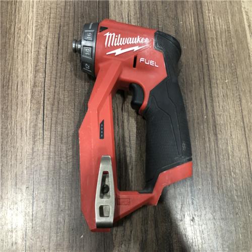 AS-IS Milwaukee FUEL 12V Lithium-Ion Brushless Cordless 4-in-1 Installation 3/8 in. Drill Driver with 4 Tool Head (Tool-Only)