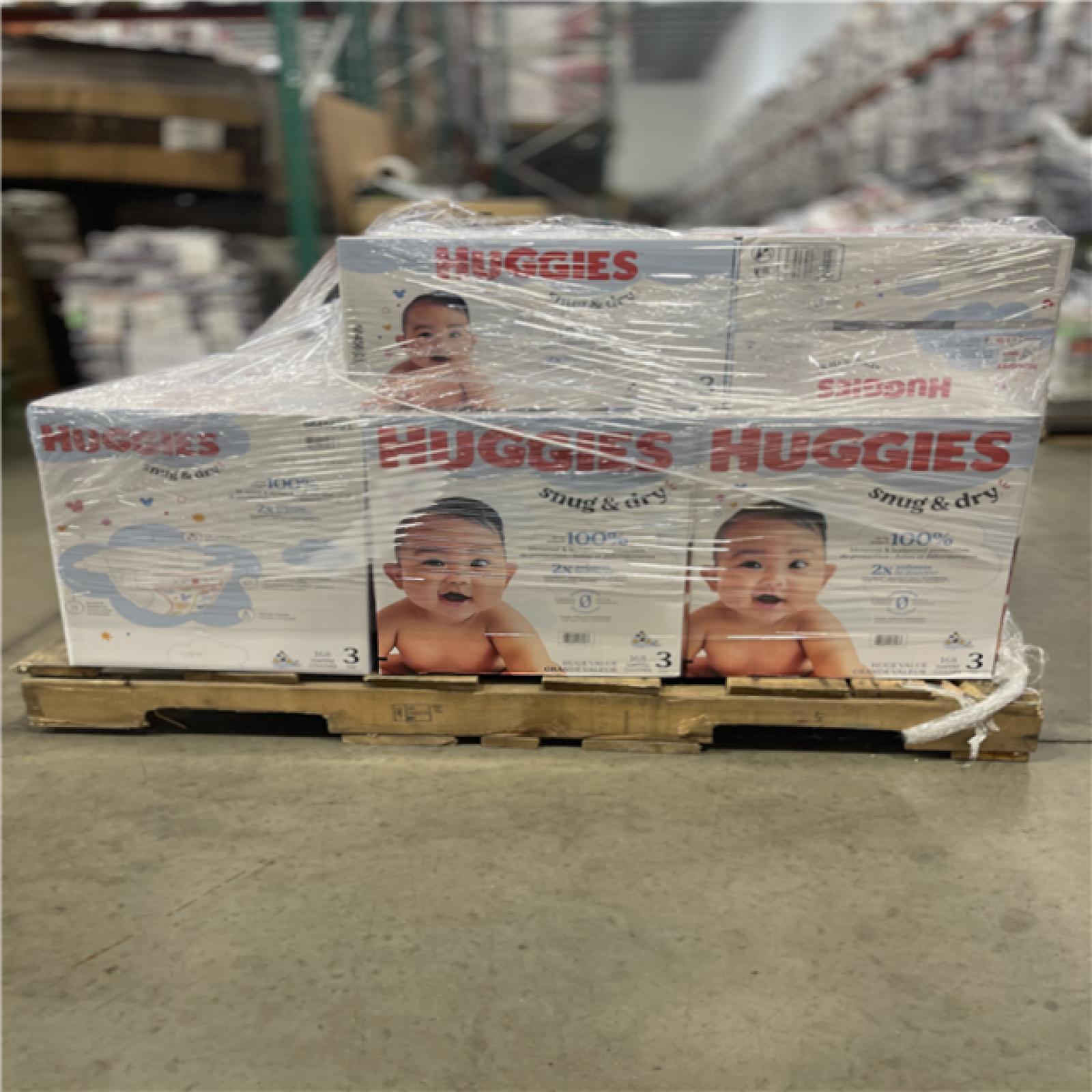 DALLAS LOCATION- HUGGIES SNUG AND DRY SIZE 3 DIAPER PALLET (16 CASES)