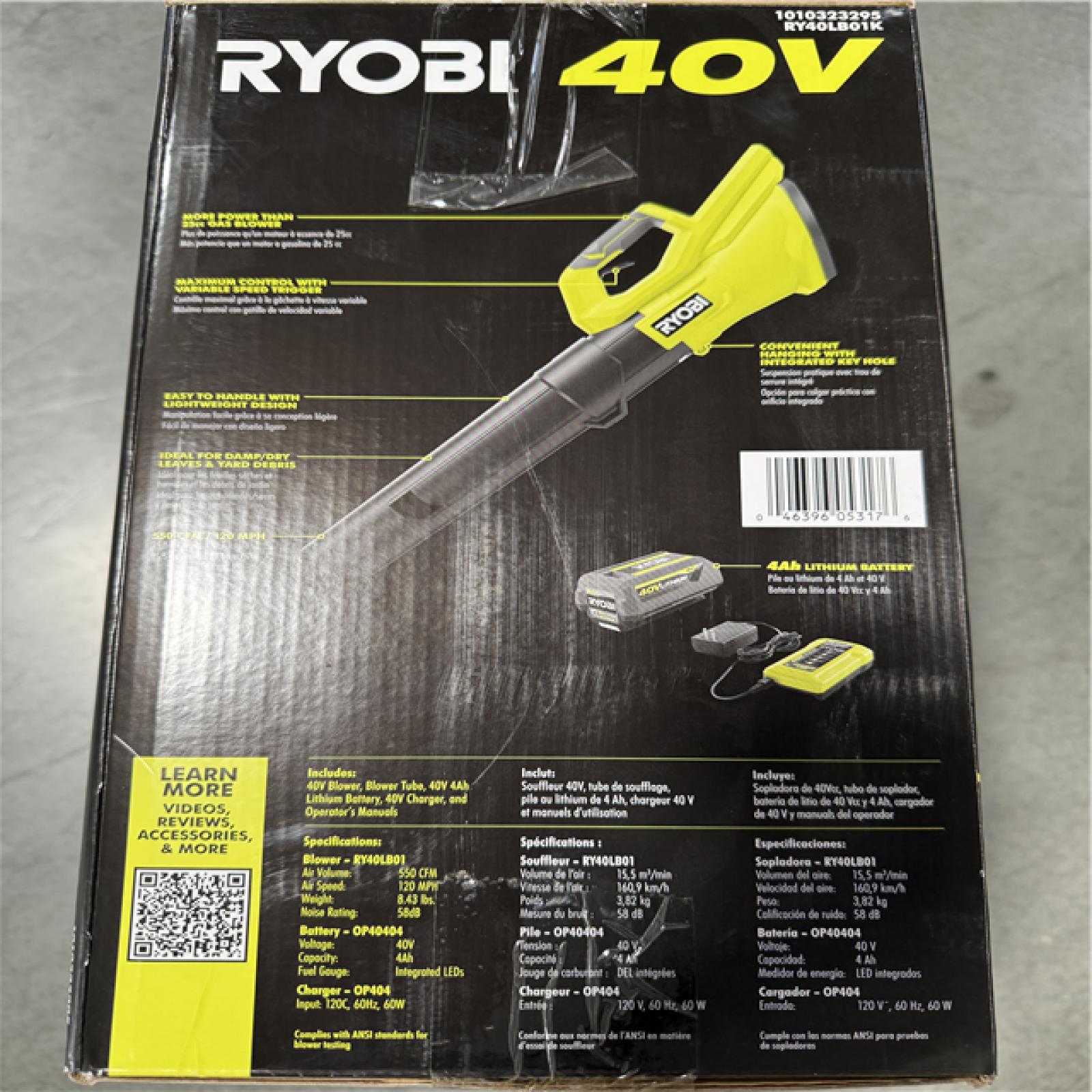 CALIFORNIA NEW RYBOI 550 CFM 40V BLOWER KIT, INCLUDES (1) BATTERY & CHARGER