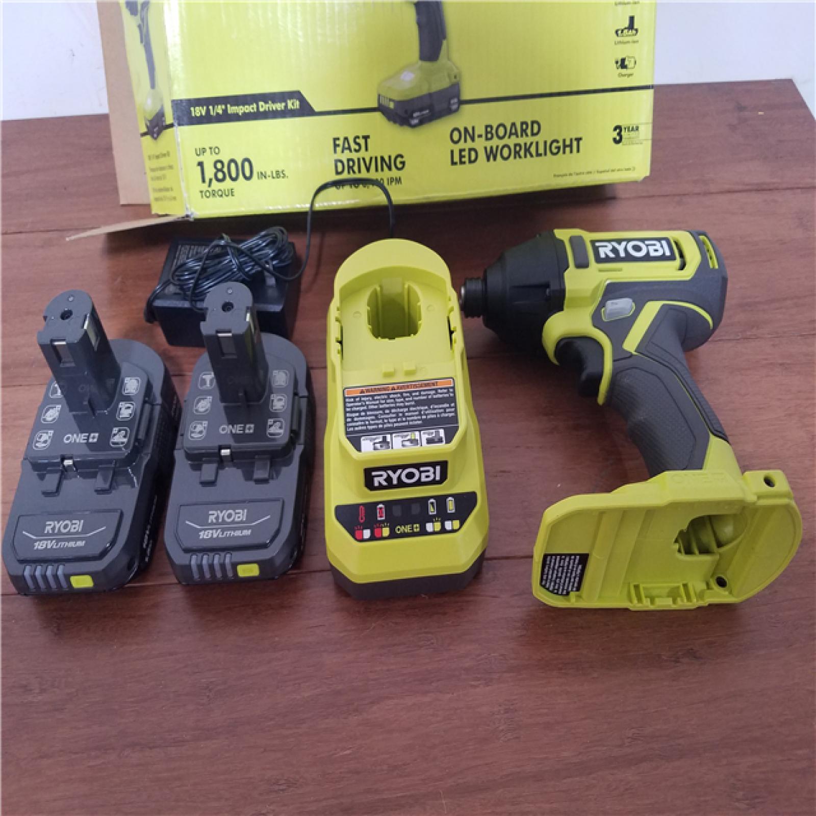 California NEW Ryobi One+ 18V 1/4 Impact Driver Kit  includes (2) Batteries & Charger