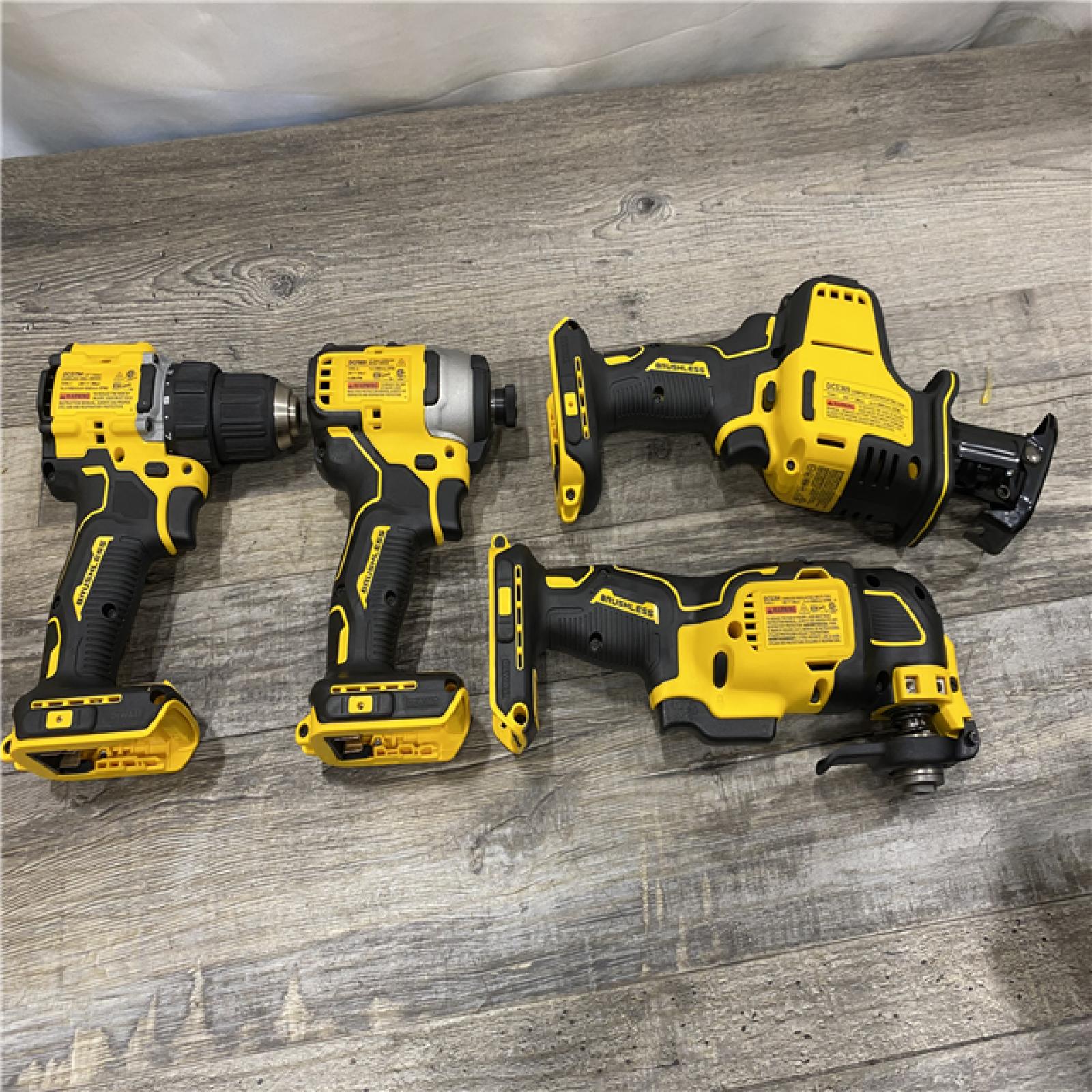 AS-IS DEWALT ATOMIC 20-Volt Lithium-Ion Cordless Brushless (4-Tool) Combo Kit